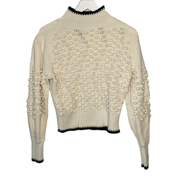 BCBGMaxAzria 3D Knit Black Trim Sweater - Women's Size L - Picture 1 of 4